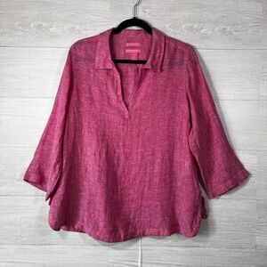 Isaac Mizrahi 100% Linen Tunic Laganlook Beach Summer Lightweight Pink Size M